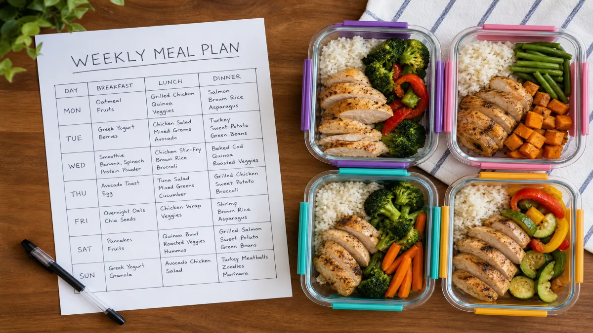 Plan semanal express con tuppers y lista de comidas equilibradas