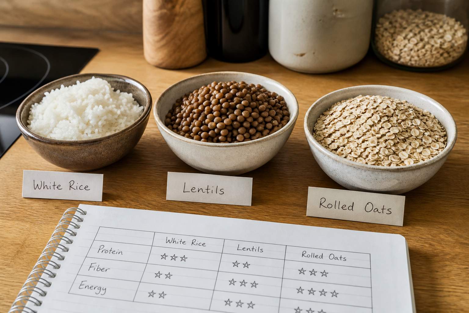 Comparación de arroz blanco, lentejas y avena como fuentes de carbohidrato con distinto índice glucémico